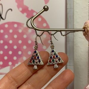 Christmas tree stone ornaments earrings